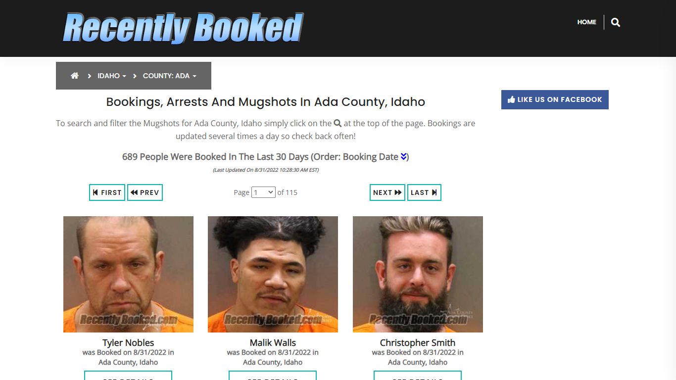 Recent bookings, Arrests, Mugshots in Ada County, Idaho - Recently Booked